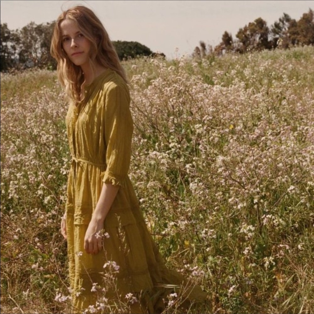 Doen Primrose Cotton Maxi Dress Citron Yellow